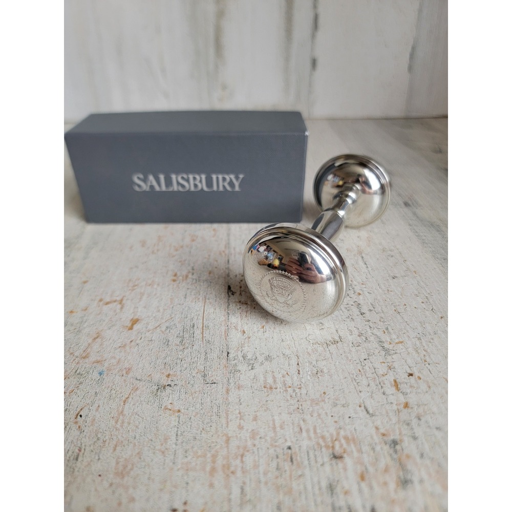 Salisbury stacking ring dumbbell rattle w/ seal American USA metal unique figure